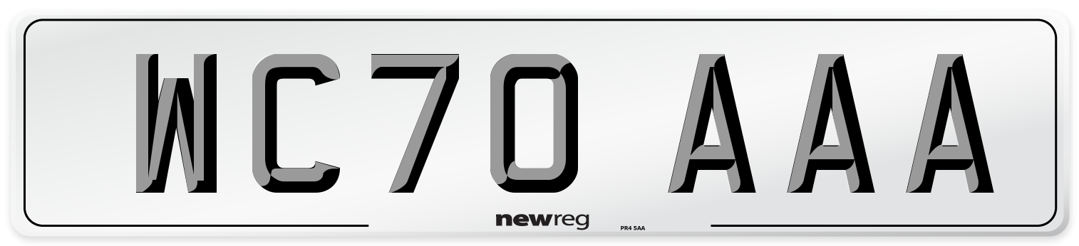 WC70 AAA Number Plate from New Reg